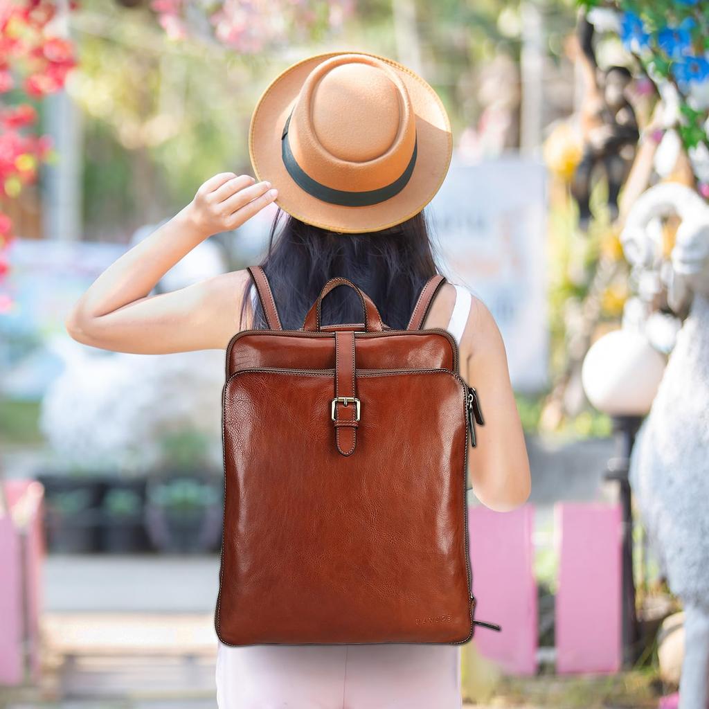 Genuine Leather Rucksack Travel Rucksack School Travel Italian Leather 14 Inch Laptop Storage Rucksack [Bannus] Backpack, Women's Bag, Backpack, Bag,