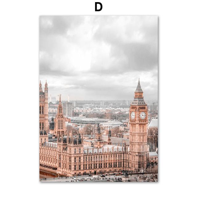 Tuval Duvar Resmi Loft Şehir Manzarası Kale Posterleri Ev Tasarımı Ev Odası Dekorasyonu Duvar Sanatı Çerçevesiz