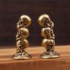1Pc Brass Three Layers Skull Heads Small Statue Desktop Decorations Vintage Punk Miniatures Figurines Home Decors Ornaments