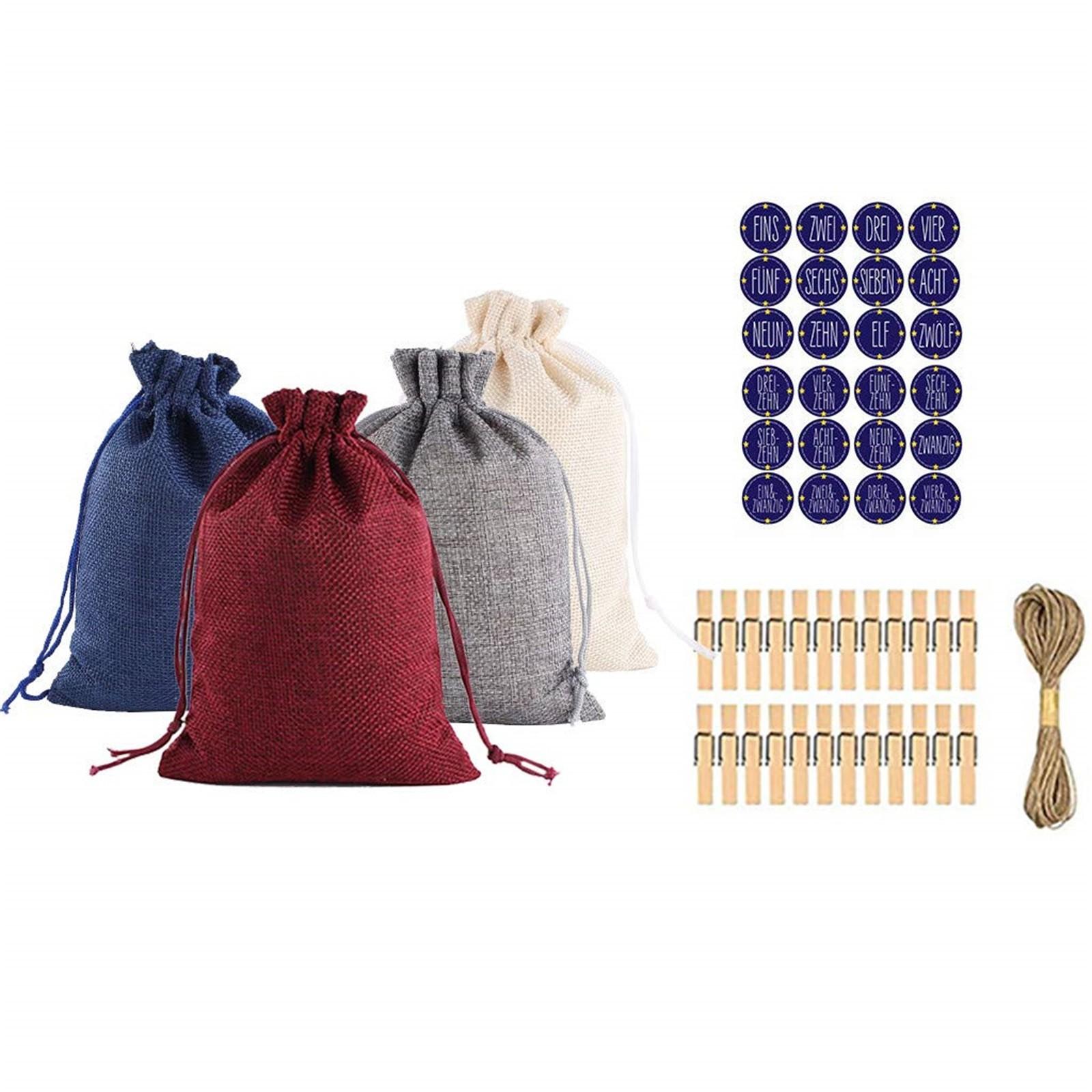 Рождественский узор, сумка для конфет, 1-24, рождественский календарь, хлопковая льняная подарочная сумка