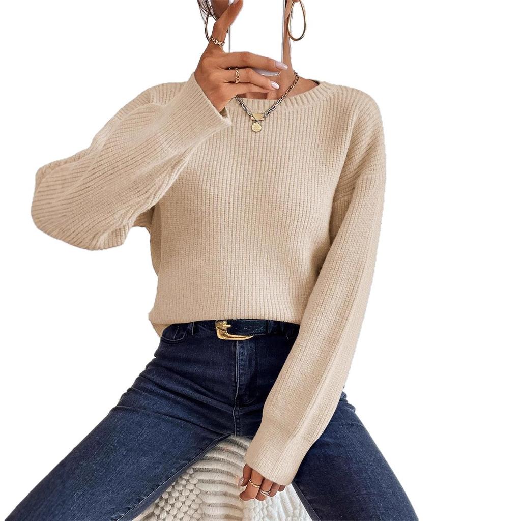 New Short Woolen Warm, Loose Long-sleeved Women's Knitted Sweater for Autumn and Winter