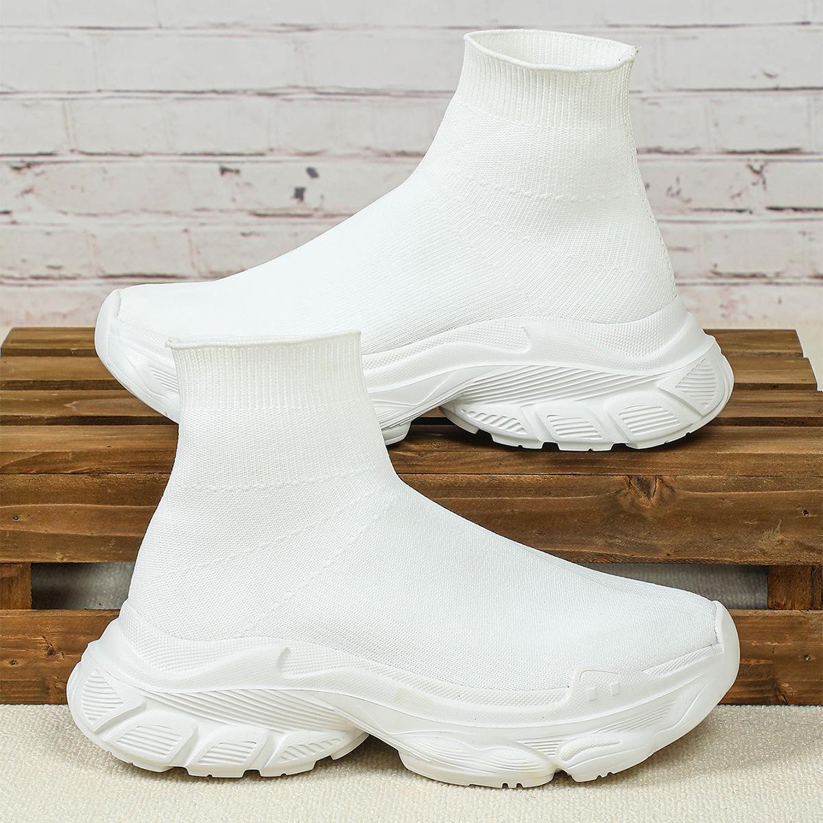 

22 new thick-soled flying-woven casual sports shoes, socks, shoes, breathable and comfortable trendy shoes 45 білий