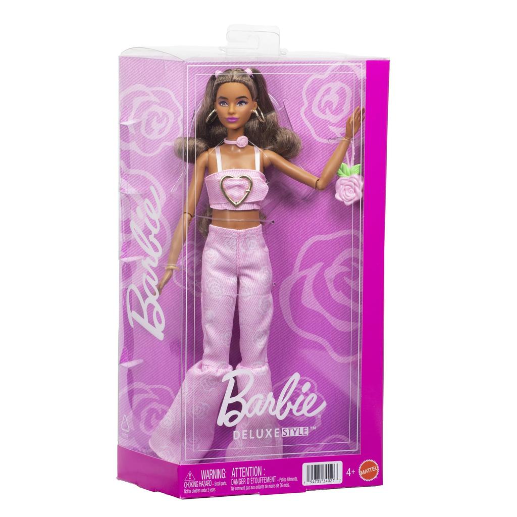 Barbie Deluxe Style Pink Flare Doll Pretend for Ages 4 and JJN72 Jeans, Dress-Up House, Play, Up, Pink,