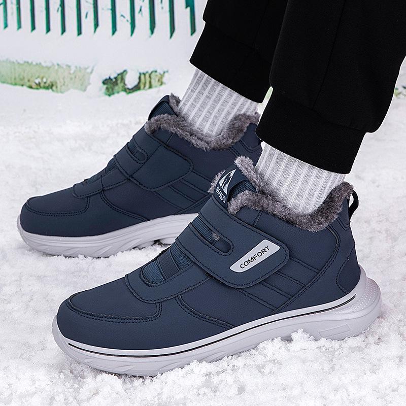 Men's High Top Waterproof Winter Boots with Velvet Lining - Soft Sole, Warm Snow Shoes for Elderly & Dad.