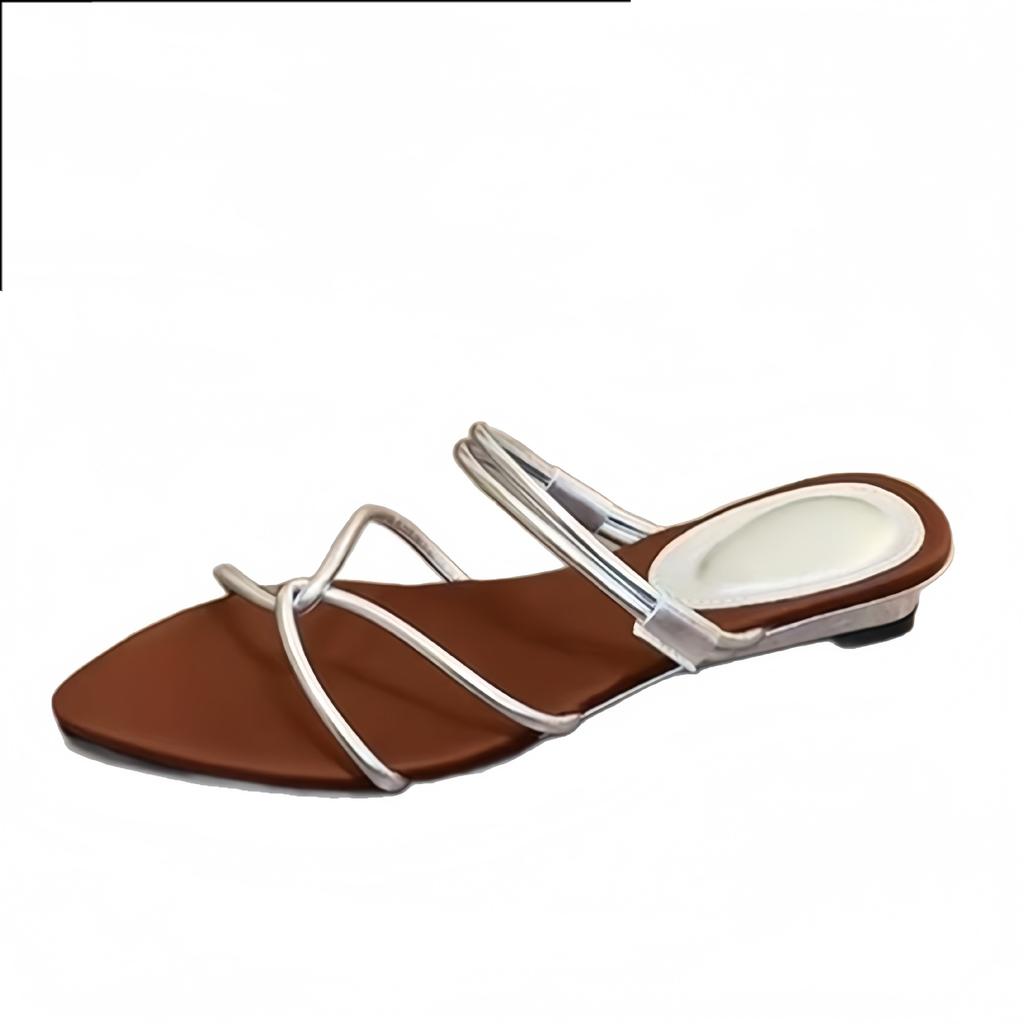 Temperament Open-toed Pointed Two Wear Cool Slippers Women Wear 2025 New Models with Skirts Cross-strapped Sandals