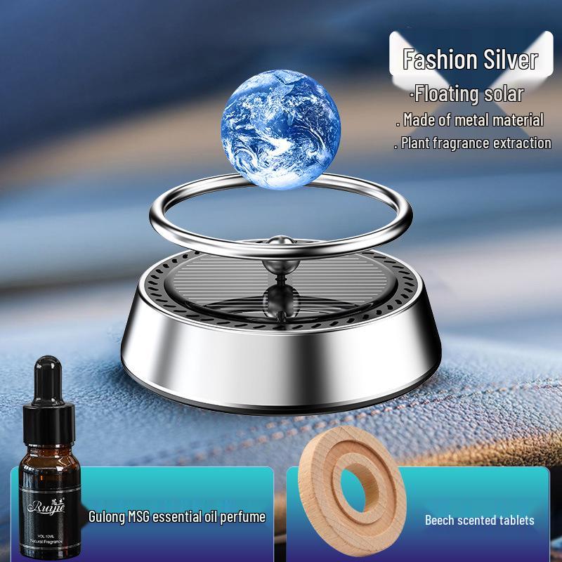 Creative Planet Solar Rotating Car Air Freshener Ornament for Aromatherapy and Console Decoration