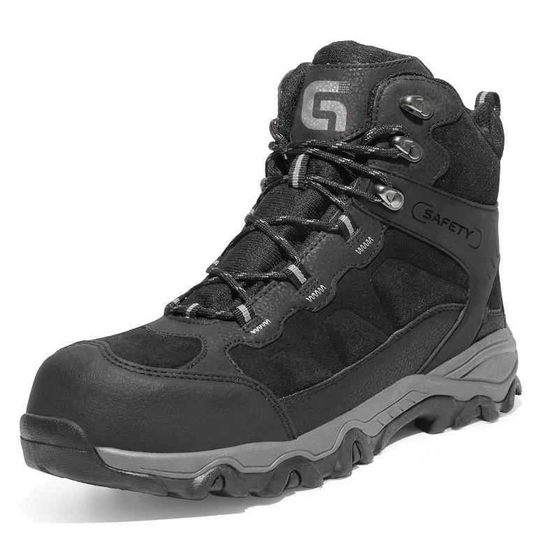 Mens Safety Work Boots Steel Toe Anti-Slip Waterproof Puncture Resistant High-Top Leather Industrial Shoes