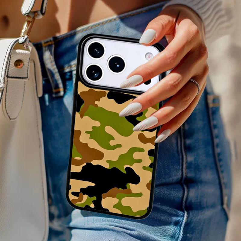 Camo Camouflage Print Phone Case For iPhone 17 Air 14 15 13 12 Max Cover For Apple 14 15 16 16e 11 Pro Max Plus Coque