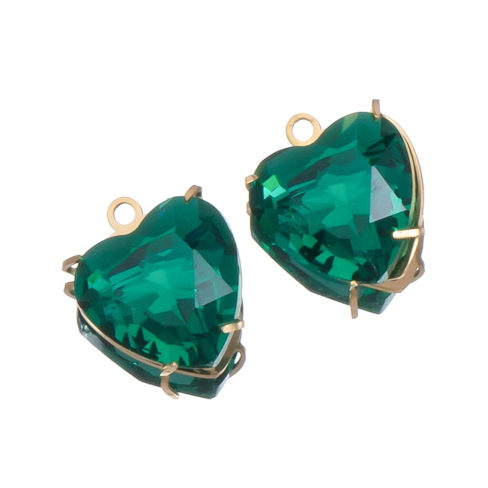 5pcs Stainless Steel Zircon Heart Pendants Base Clear Crystal Charm Beads with Hole for Necklace Making DIY Ear Jewelry Findings