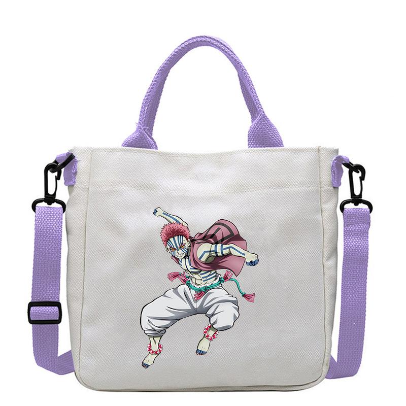 Japan Cartoon Comics Akaza Demon Slayer Print Canvas Shoulder Bag Women's Commuter Bag Handbag 7553