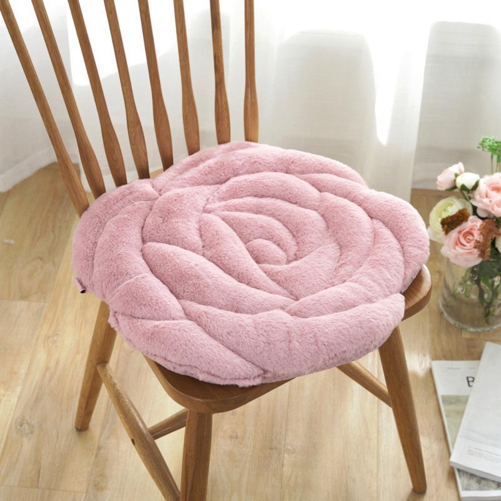 Thickened Rose Shaped Chair Cushion Plush Chair Mat Romantic Seat Cushion  Floor