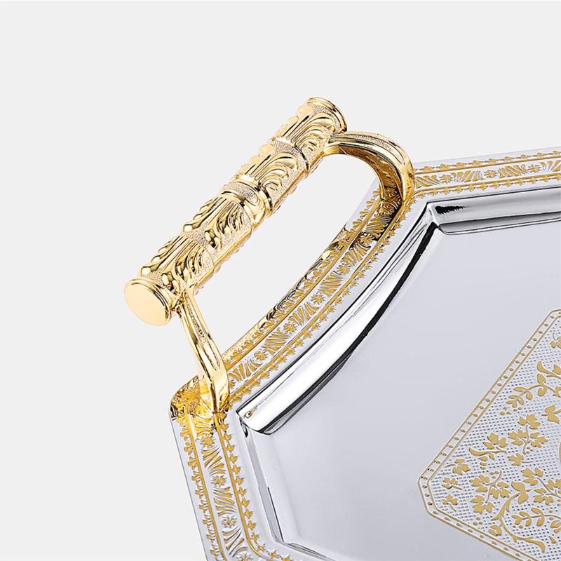 Stainless Steel Storage Tray Metal Elegant Organizer Multifunction Trays for Fruit Candy Dessert Pastry Cookie Biscuit