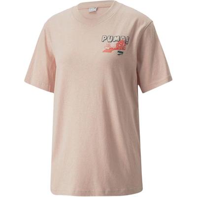 Puma Downtown Eco Series Solid Color Printed Round Neck Logo Sports Casual Breathable Short Sleeve T-Shirt Women T-Shirt Pink 537637-47