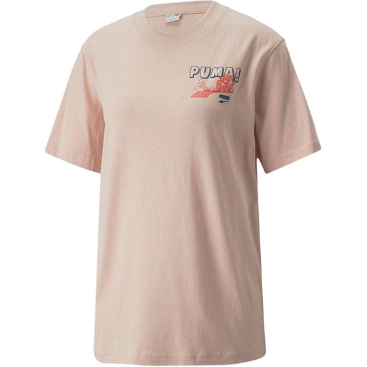 

Puma Downtown Eco Series Solid Color Printed Round Neck Logo Sports Casual Breathable Short Sleeve T-Shirt Women T-Shirt Pink 537637-47 M