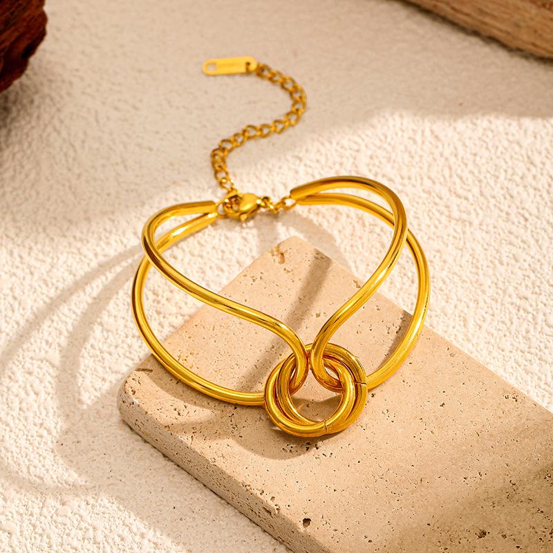 European and American open titanium steel bracelet light luxury high sense does not fade gold-plated jewelry stainless steel gold bracelet women