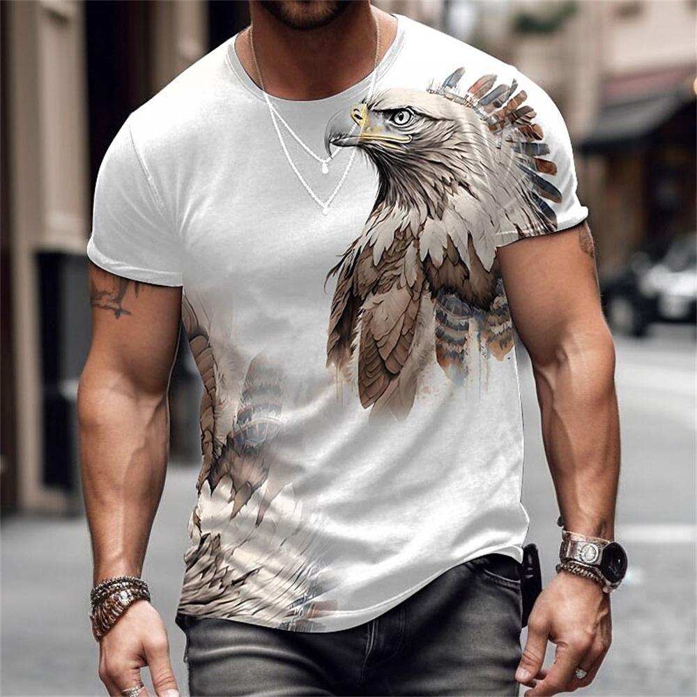 Men's T-Shirt Lion Pattern Man T Shirt Summer Short Sleeve Top Round Neck Y2k Clothes T-Shirts for Men Breathable Men Clothing