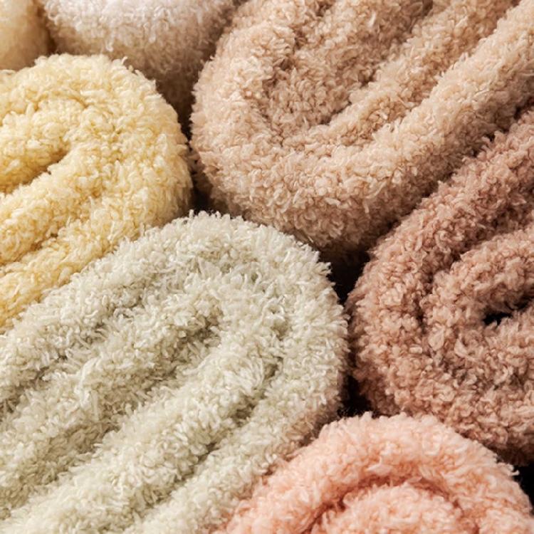 Womens Fuzzy Plush Slipper Socks Warm Coral Fleece Solid Color Five Finger Socks