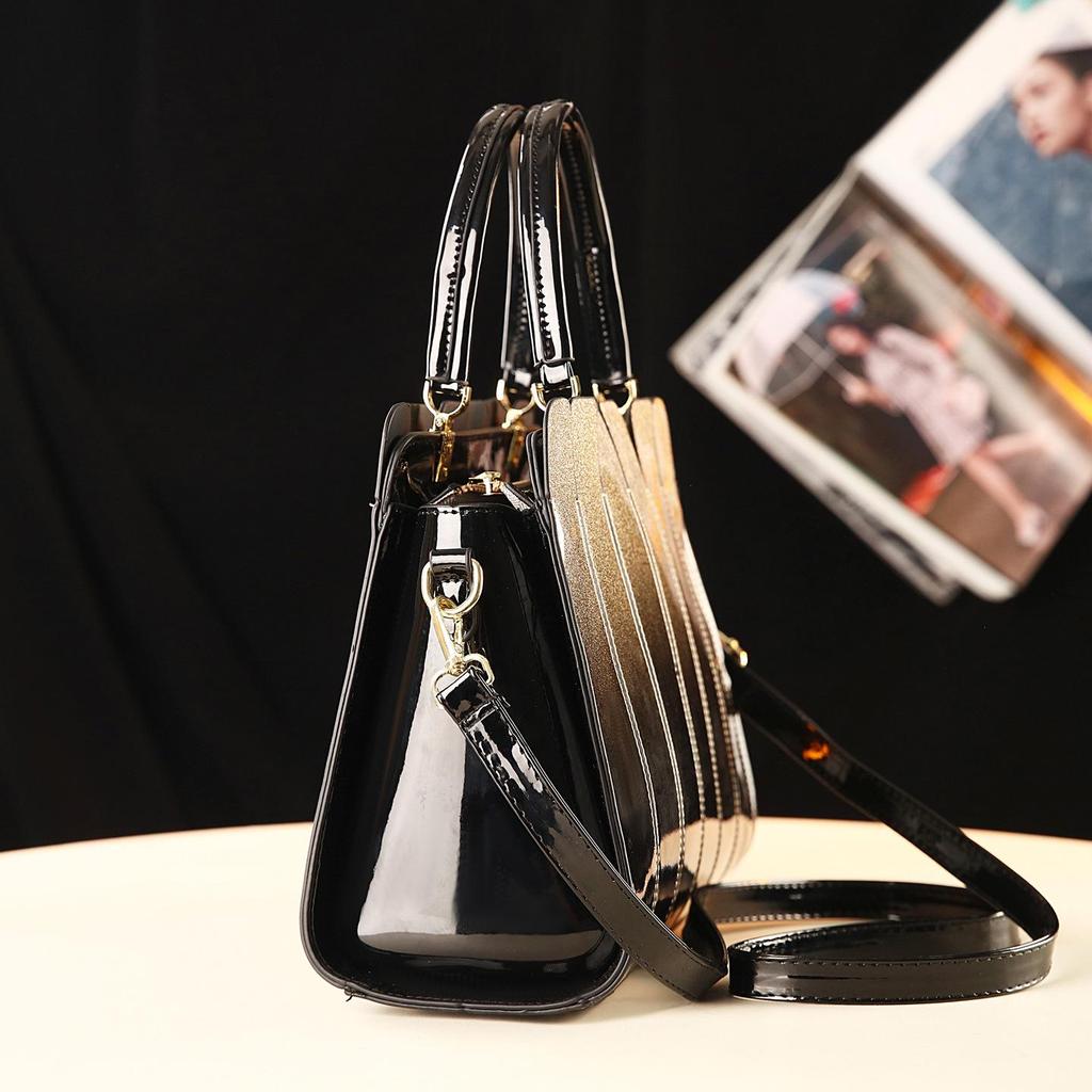 Elegant Patent Leather Women's Crossbody Handbag - Versatile for Mature Moms