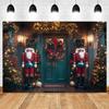 Winter Christmas Photography Backdrop Christmas Toy Wooden Door Nutcracker Garland Family Kids Portrait Photoshoot Background