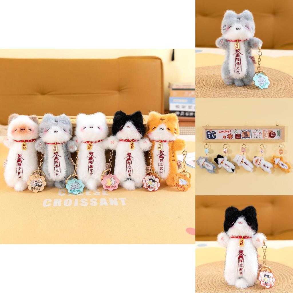 Plush Cat Keychain With Cute Charm For Backpack Decor Girls Gift