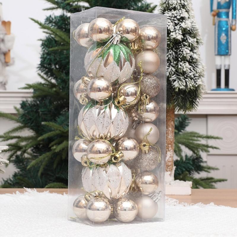 3Box Christmas Tree Hanging Decoration Electroplated Christmas Baubles Ornament Window and Door Ornament Party Supplies