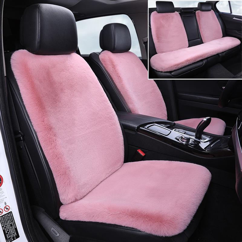 Winter Rabbit Fur Wool Heated Car Seat Cushion - Non-slip, Warm, for Single Seat with Small Waist Support