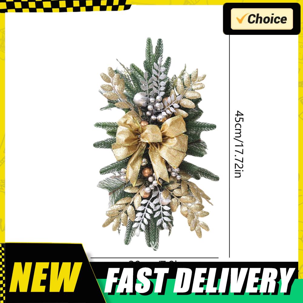 Christmas Swag Wreath Pendants Ornament Hanging Garlands Without/with Light Home Door Window Decoration Party Supplies