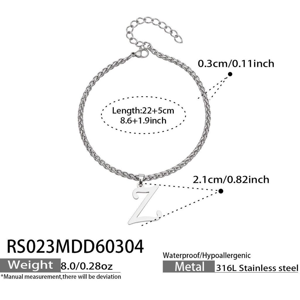 26-Letter Pendant Anklet: Stainless Steel Simple Design Foot Jewelry
