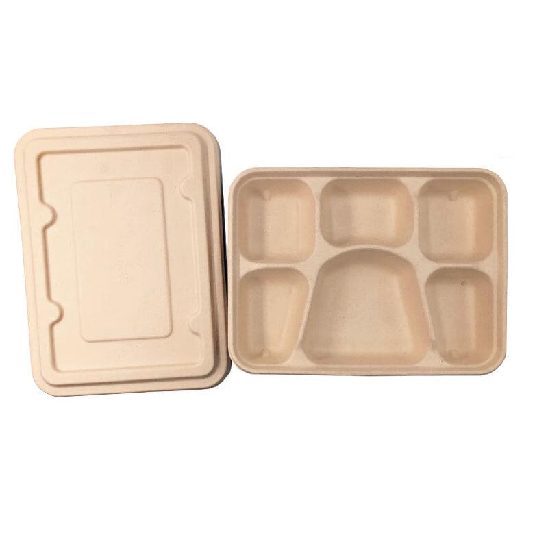 Compostable Wheat Straw 6-Compartment Meal Boxes