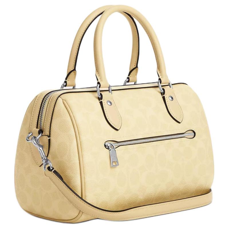 COACH Rowan 25 Logo Printed Boston Bag Shoulder Coated Canvas Handbag Medium Women Yellow