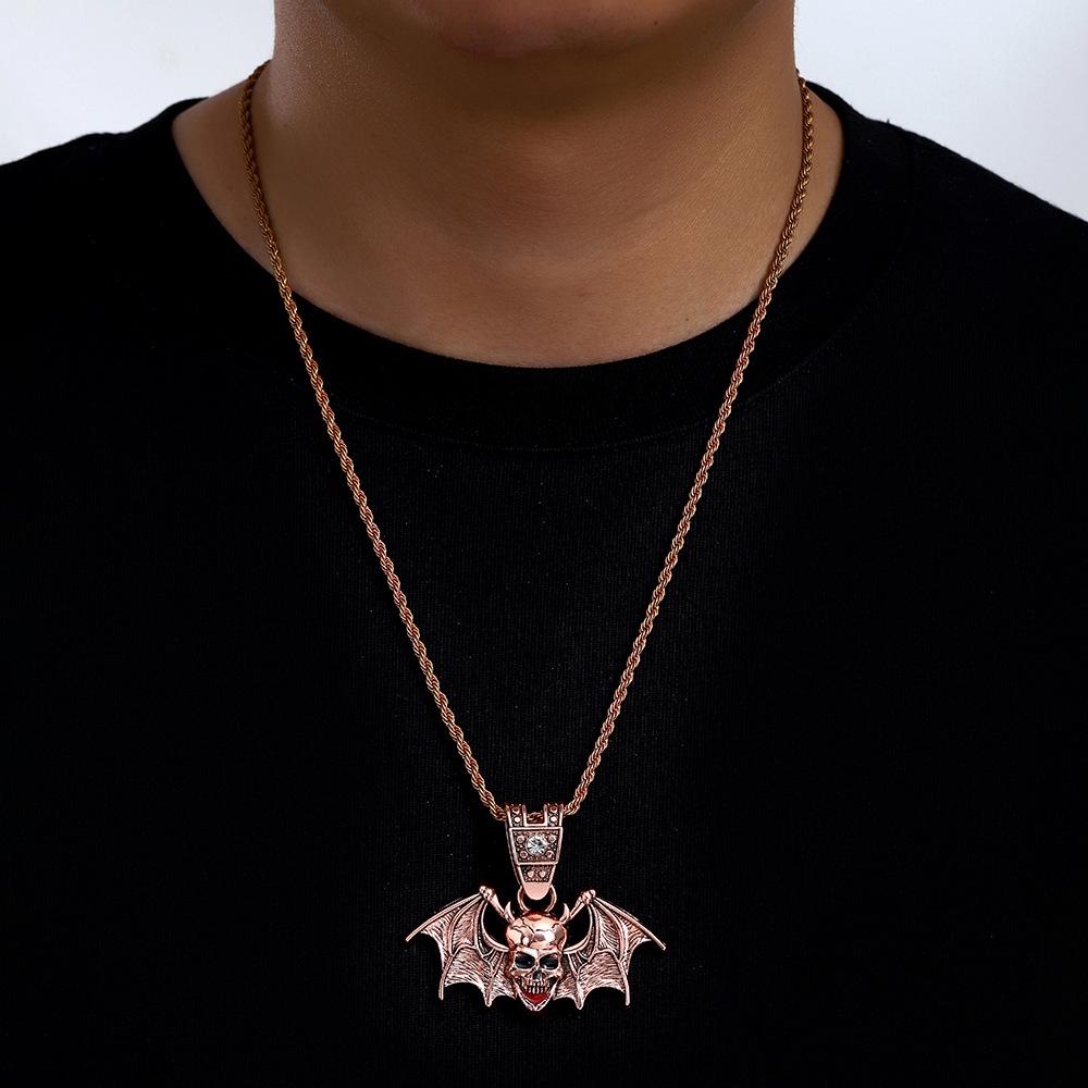 Hip Hop Halloween Skull Alloy Oil Drop Pendant Personality Exaggeration Men'S Necklace