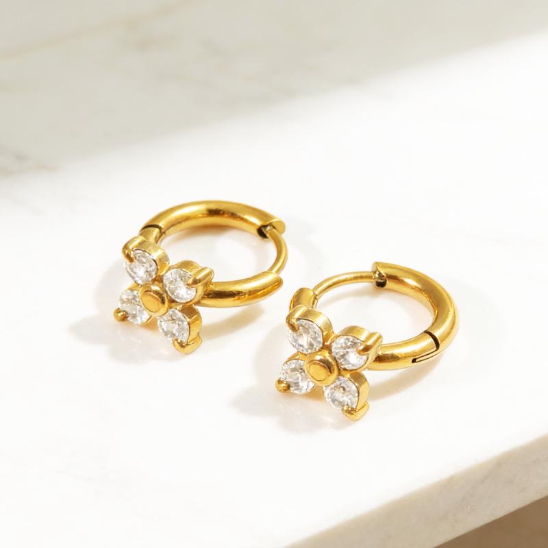 18K Gold-Plated Titanium Steel Clover Earrings - Non-Fading, High-End Women's Ear Jewelry