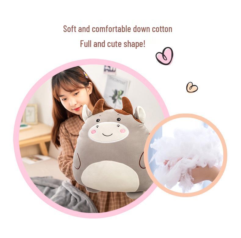 Cartoon Animal Two-in-One Pillow Blanket – Multifunctional Quilt for Home & Office, Customizable with Logo
