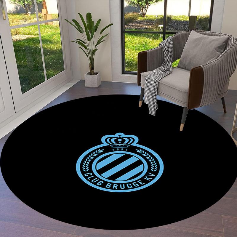 Club Brugge KV Round Area Rug,Carpet Rug for Living Room Bedroom Sofa Playroom Decor,Non-slip Floor Mat