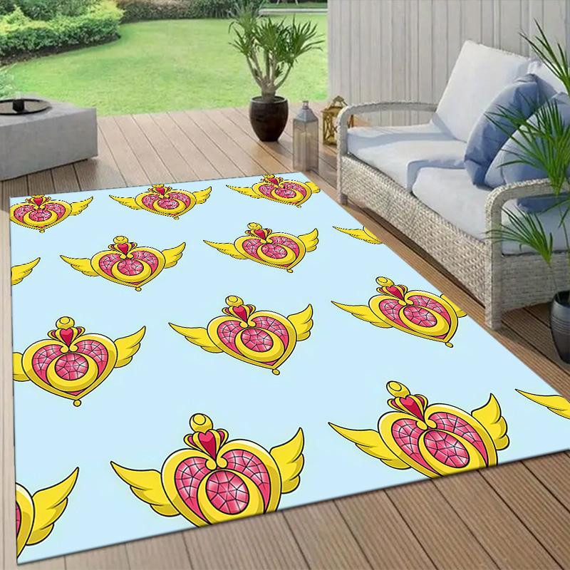 Sailor Moon5 Flannel Pattern Square Carpet,Area Rug,Carpet Rug for Living Room Bedroom Sofa Playroom Decor,Non-slip Floor Mat