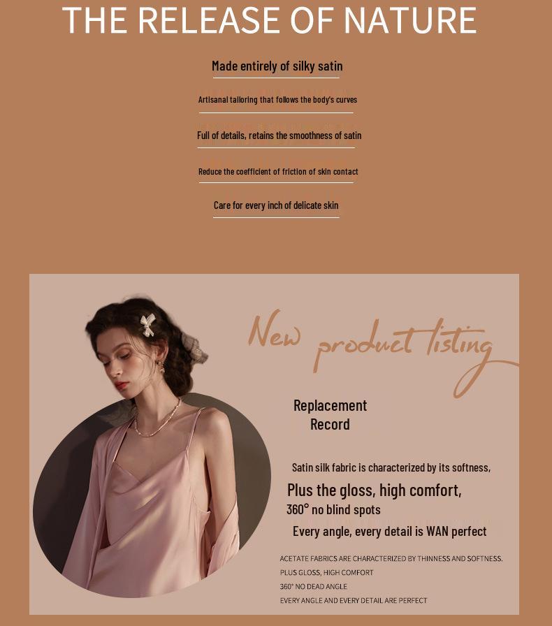 Women's Lace Trim Ice Silk Pajama Set with Robe - Spring/Summer/Autumn