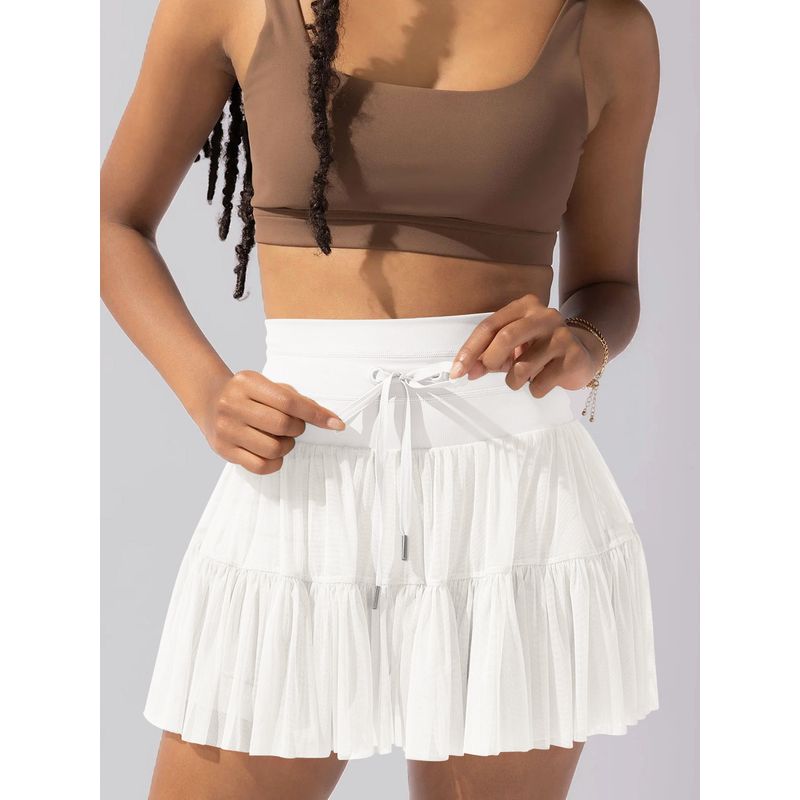 Solid Color High Waisted Lace up Skirt Women's Pure Color High Waist Shoelace Skirt