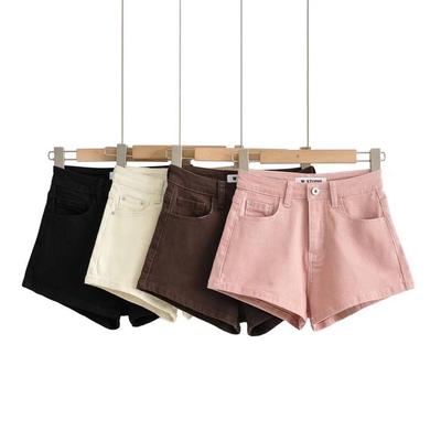 YPFF Trendy Women's High-Waisted Denim Shorts - Solid Color Hip-Hugging Hot Pants for Dance and Sports
