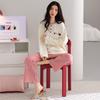 Pajamas Women's Spring and Autumn 1011 New Cotton Long-sleeved Trousers Set Cartoon Cute Plaid Casual Loungewear
