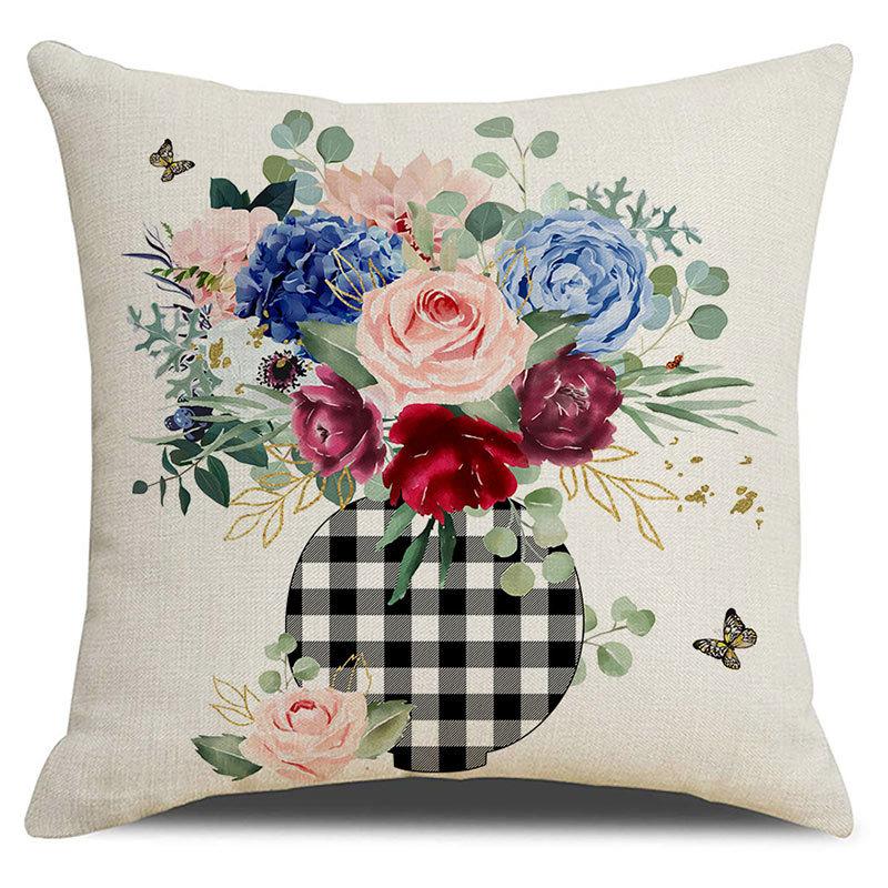 Pillow Case Spring Throw Pillow Case Flower Truck Farm Print Home Decor Cushion Cover Back Cushion