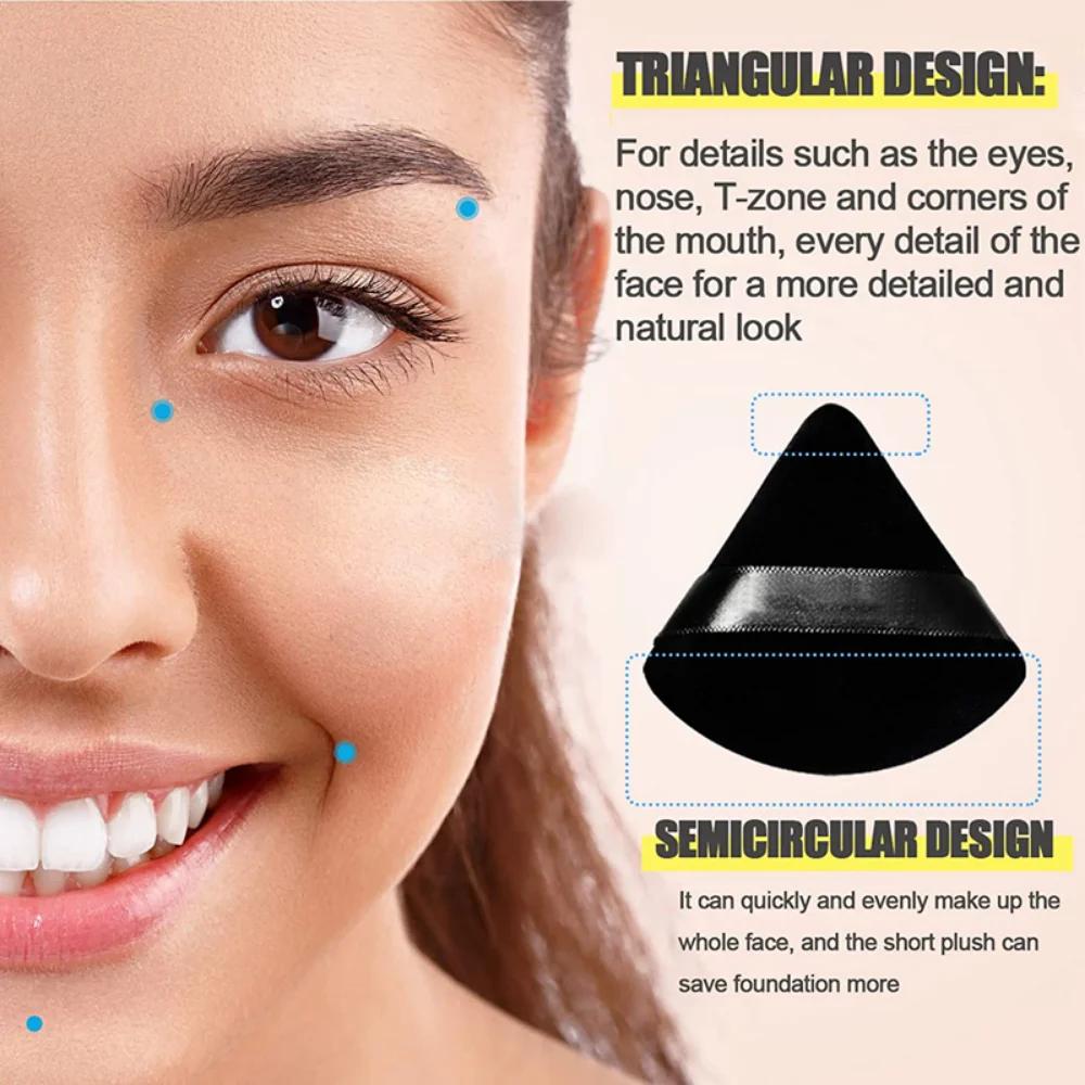 2/6ks Triangle Powder Puff Houba na make-up na obličej Soft Velvet Cosmetic Puff Blender Beauty Foundation Sponge Make-up příslušenství