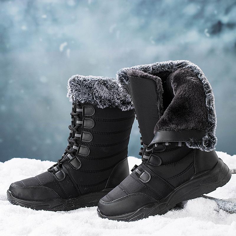 Schneestiefel, hohe Stiefel, einfache Baumwollstiefel, große wasserdichte und warme Damenstiefel