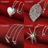 Charm 925 Sterling Silver 16-30 Delicate Leaf Heart Necklace Women Wedding Gift Elegant Accessory Party