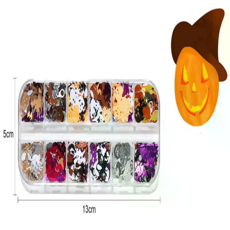 1 Box Halloween Ghost Pumpkin Shape Holographic Festival Glitter Sequins For DIY Making Art Craft Nail Decoration Accessories