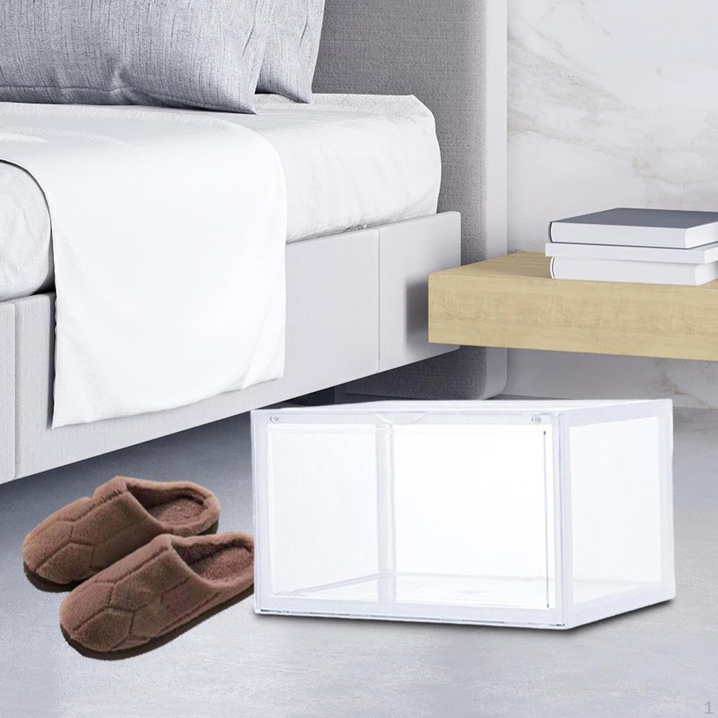 Clear Shoe Storage Organizer Rack Holder with Door Thicken Drawer Organize Unit Display