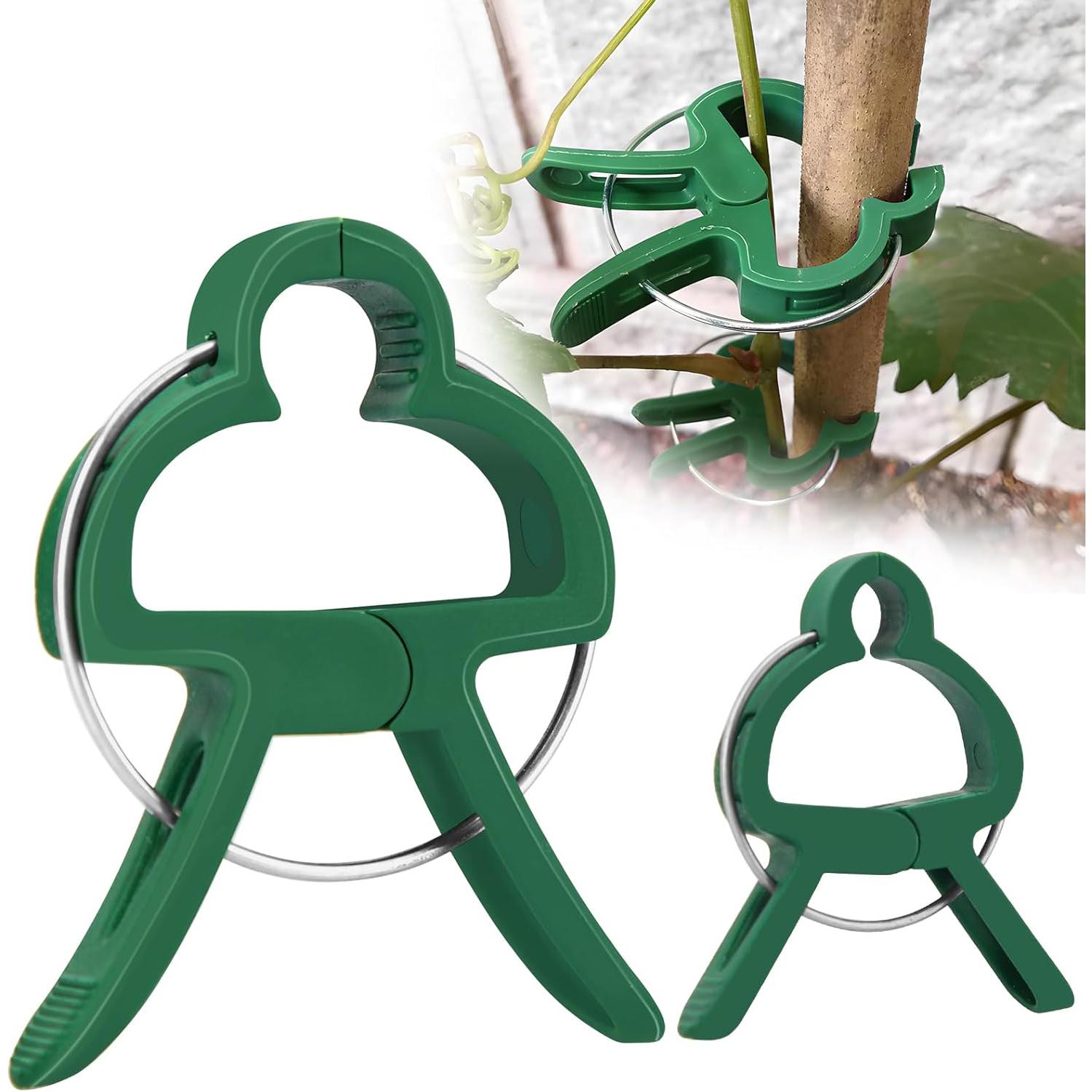 

20Pc Garden Plant Clips For Vegetable Growing Upright Plant Holder Green Plastic Bundled Ring Garden Stand Tool Vine Support 20pcs