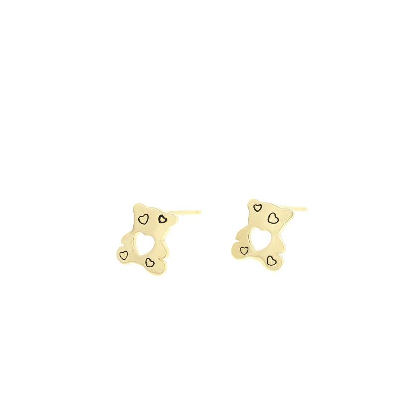 Cute Empty Love Bear Earrings for Women Korean Style Simple Versatile Small Personalized Earrings