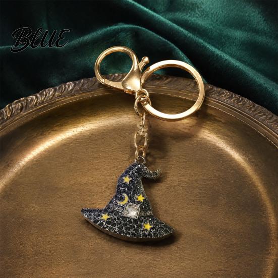 Decorative Charms Halloween Rhinestone Pumpkin Keychain Ghost Witch Hat Spider Web Cat Party Favors Bag Charm Car Key Ring for Handbags Backpacks