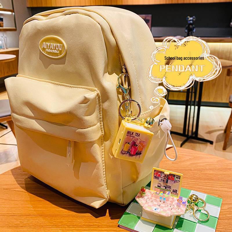 Cartoon Milk Tea Shop Keychain: Cute Couple Backpack Pendant & Creative Ornament Gift