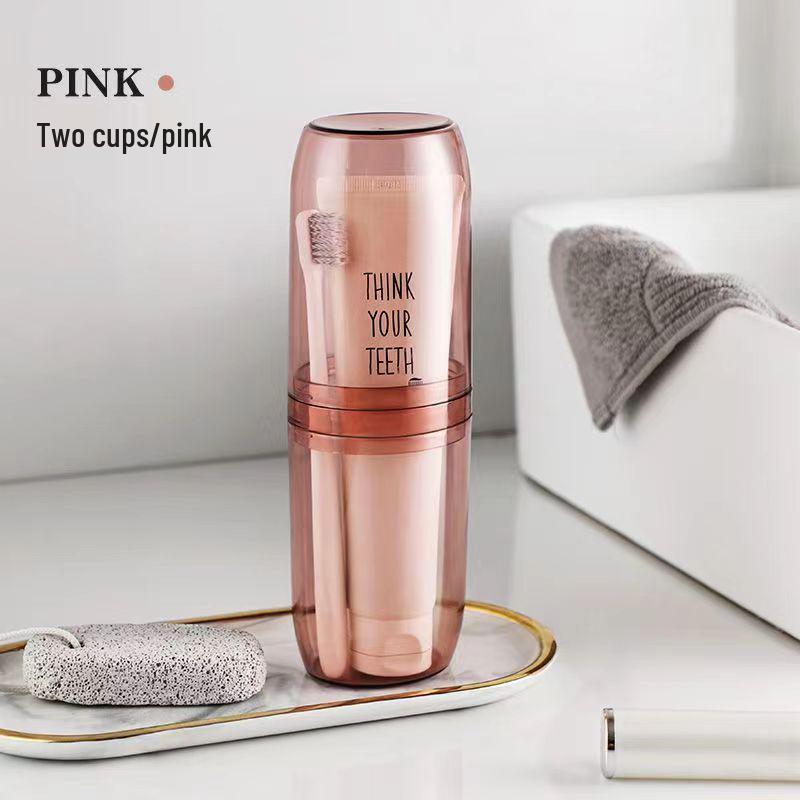 Portable Travel Toothbrush and Mouthwash Cup Set with Storage Compartments